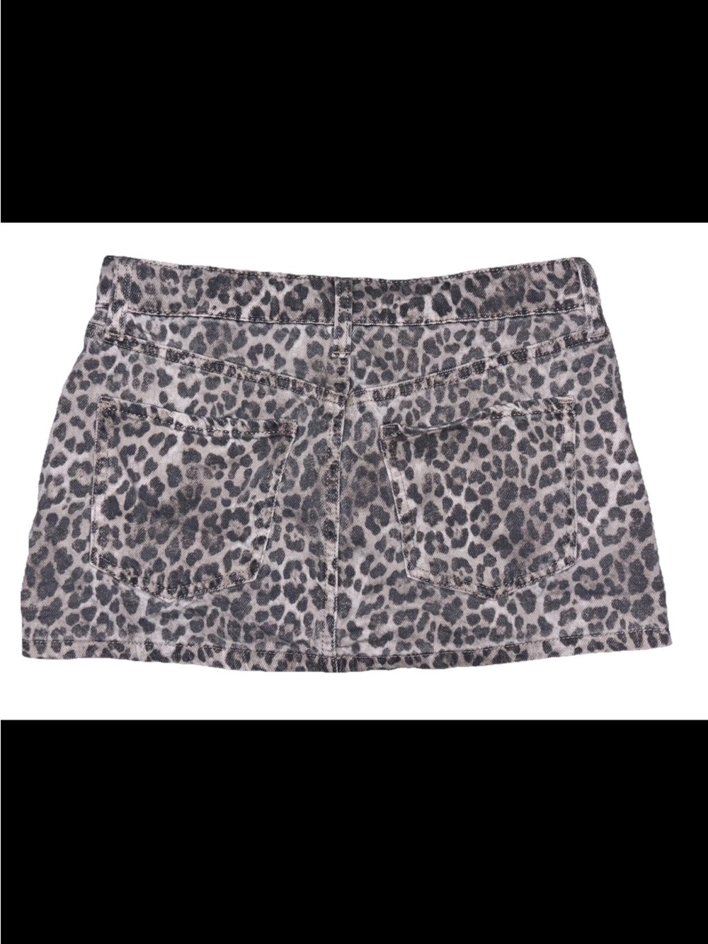 Y2K Leopard Cheetah Print Coquette Girl Micro Mini Denim Booty Skirt SZ.3/26